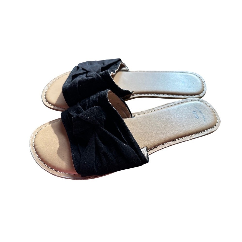 GAP Women Black Knot Slide Sandals Slip On Flats Size 9